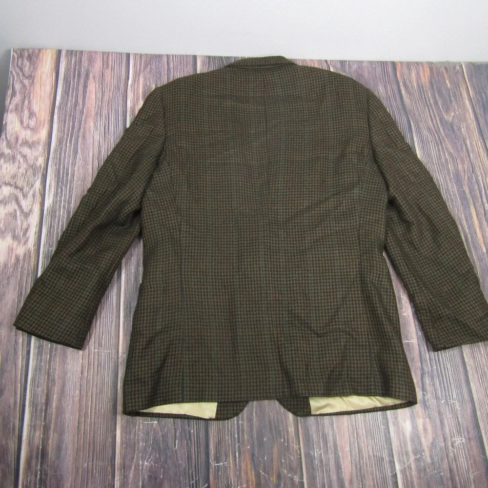 Oscar De La Renta Sport‎ Coat Mens L Brown Check Wool Tweed 2 Button Blazer